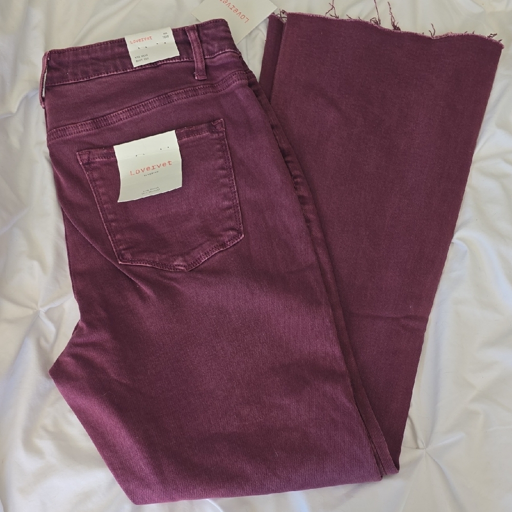 NWT Lovervet Midrise Boot Cut Burgundy Purple Size 16W Jeans